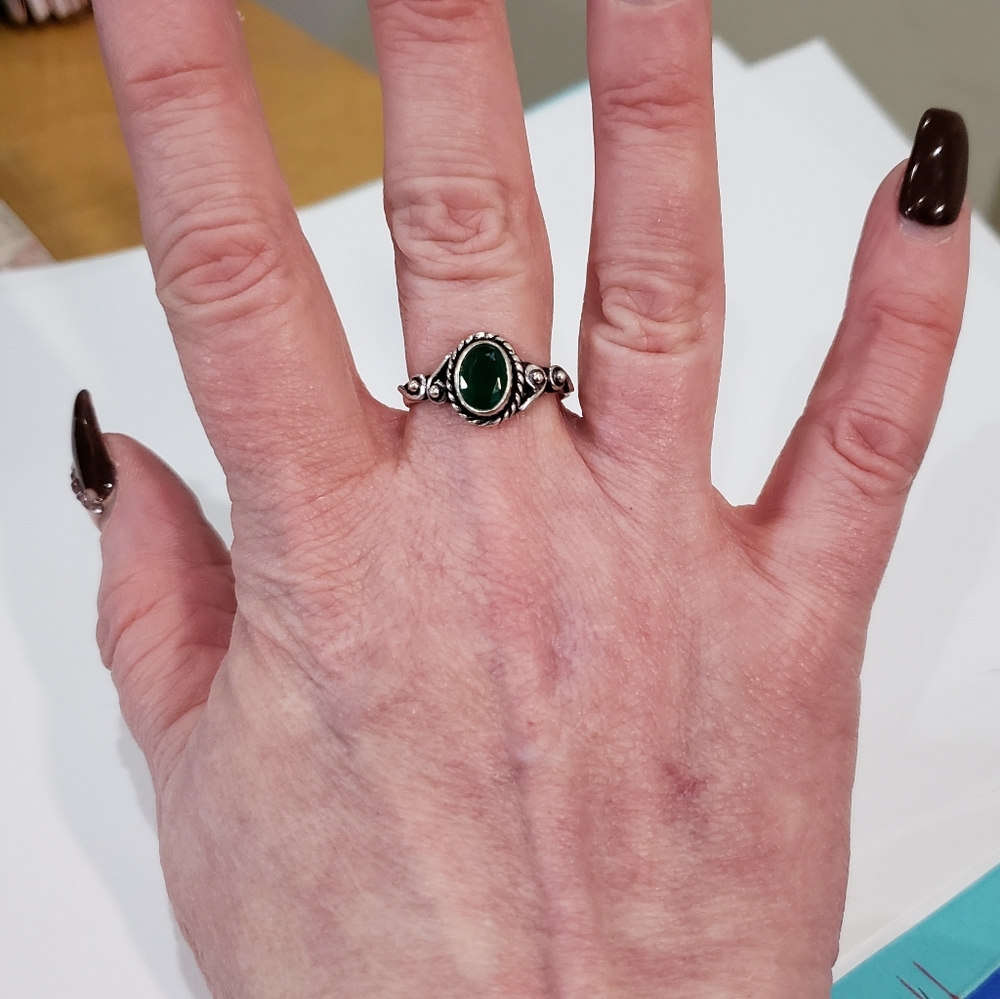 Emerald Gemstone 925 Silver Handmade Vintage Anti… - image 4